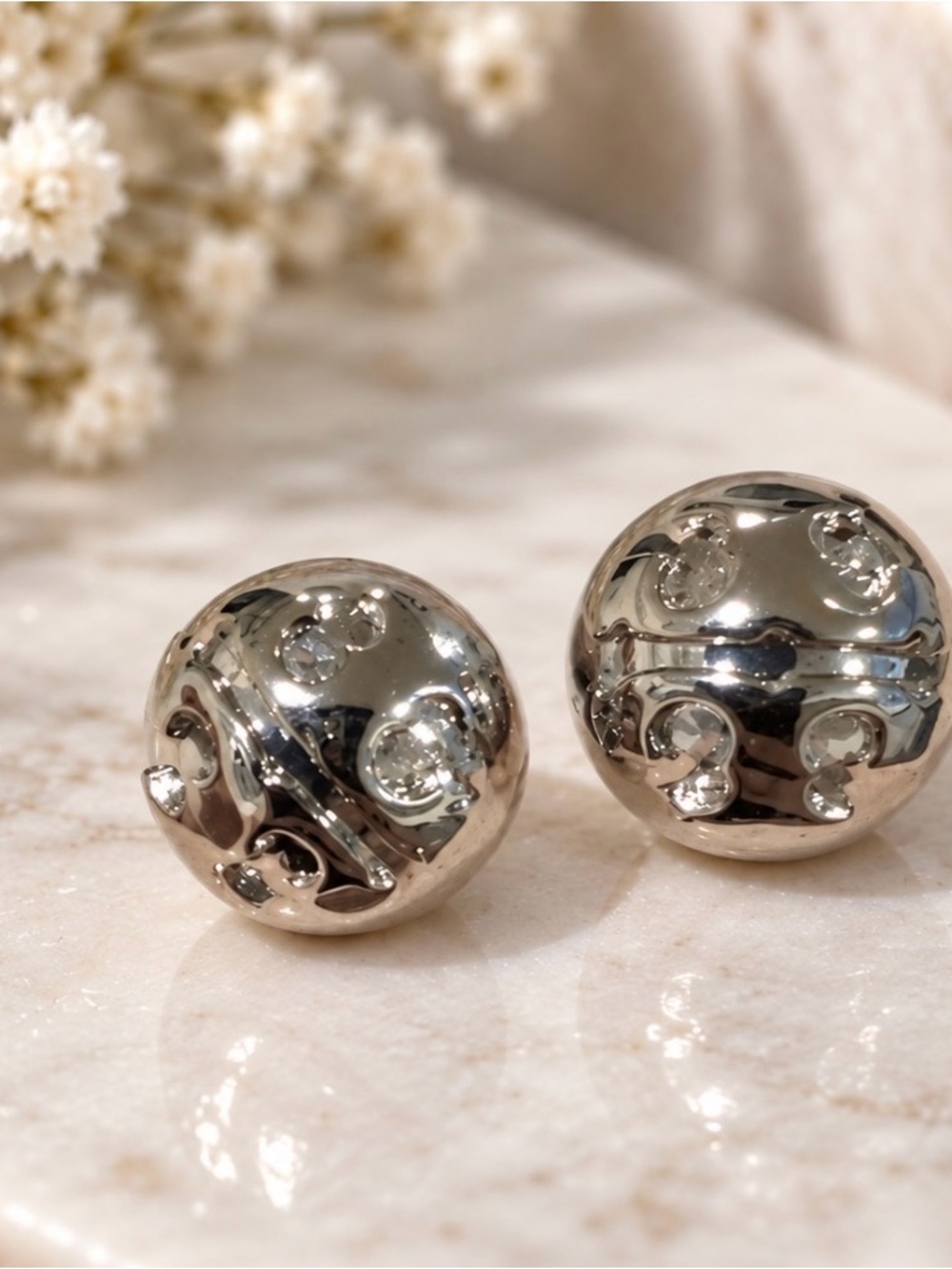 Tory Burch Silver Sphere Stud Earrings